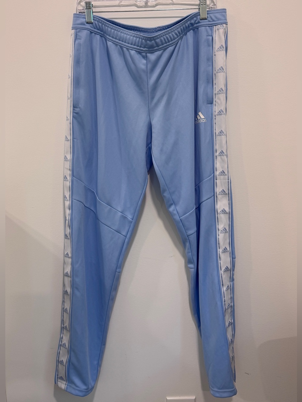adidas Light Blue Kids Track Pants with White Side Tape